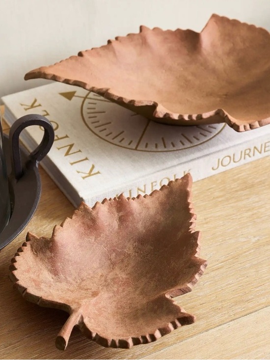 Pottery Barn Other - Pottery Barn Terracotta Fall Leaf Bowl Leaves Harvest LARGE 2025 NEW IN BOX